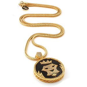 14K Gold Studded King Ice Shield Necklace