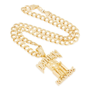 14K Solid Gold And Diamond King Ice x Death Row Logo Necklace