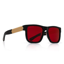 Load image into Gallery viewer, Gold Link Shades with Glossy Black Frame &amp; Red Tint Lenses
