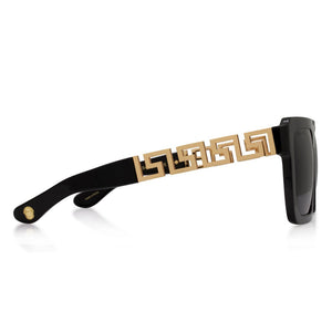 Greek Key Shades with Glossy Black Frame