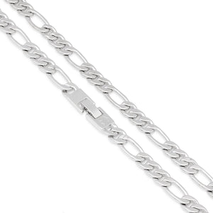 8mm White Gold Figaro Choker Set